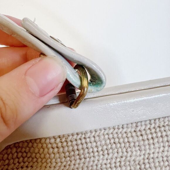 Vintage 1950s Floral Needlepoint Beige Handbag Shoulder Bag Purse - Picture 6 of 8